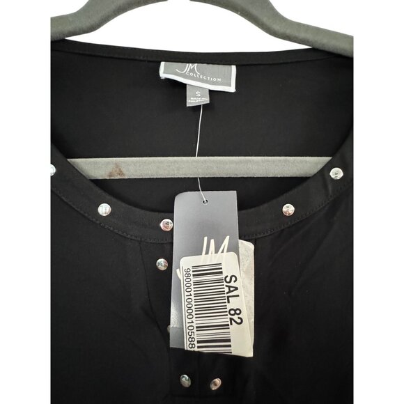 JM Collection Black Sleeveless Top With Stud Accents Size S - Picture 3 of 4